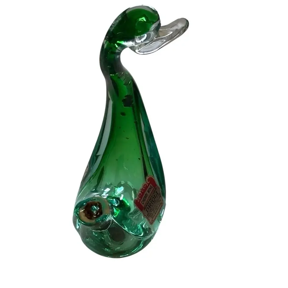Murano Archimede Seguso Green Glass Drioli Duck Swan Decanter Bottle 1960s 6.75
